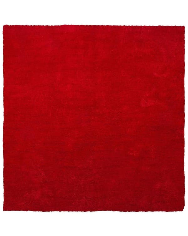 Gulvtæppe Rød Polyester og Bomuld 200 x 200 cm Moderne Kvadratisk Korthåret Fluffy Tæppe til Under Sofa og Spisebord Tilbehør Soveværelse stil