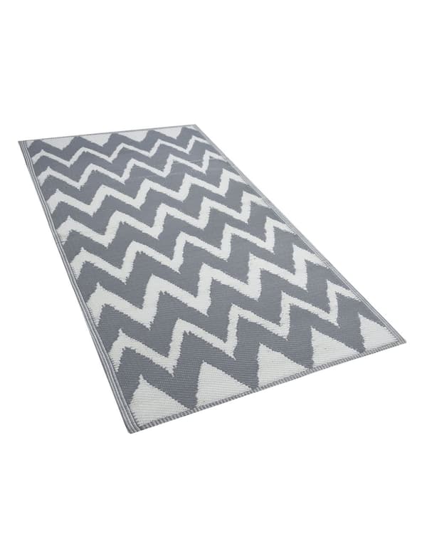 Udendørs tæppe grå 90 x 180 cm modstandsdygtig over for meldug og vejrforhold rektangulært moderne zigzag mønster