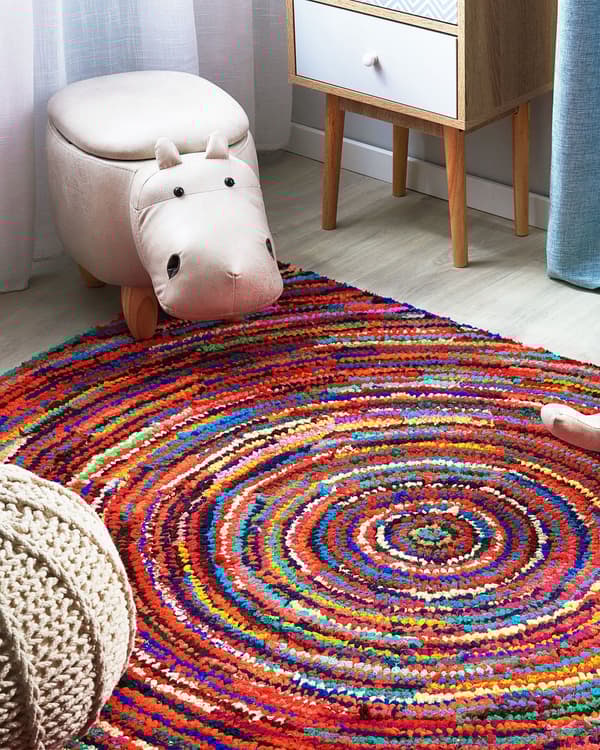Flerfarvet Tæppe 140 x 200 cm Håndvævet Etnisk Hippieabstraktion