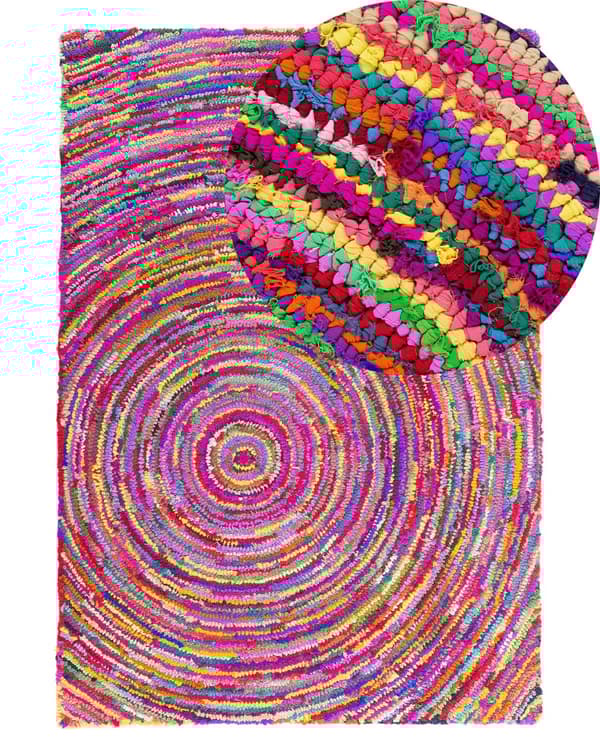 Flerfarvet Tæppe 140 x 200 cm Håndvævet Etnisk Hippieabstraktion
