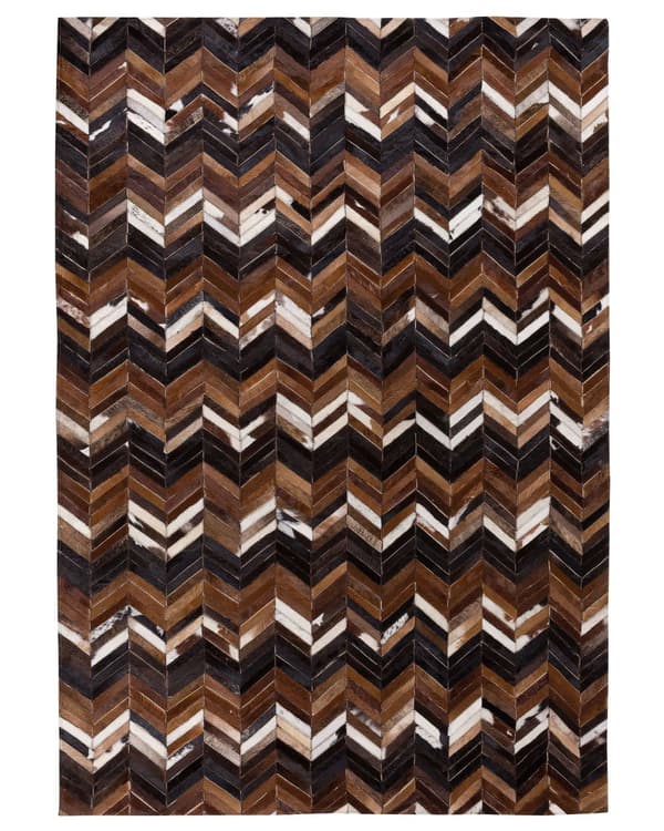 Tæppe brunt læder 160 x 230 cm patchwork ko skind zigzag rektangulært