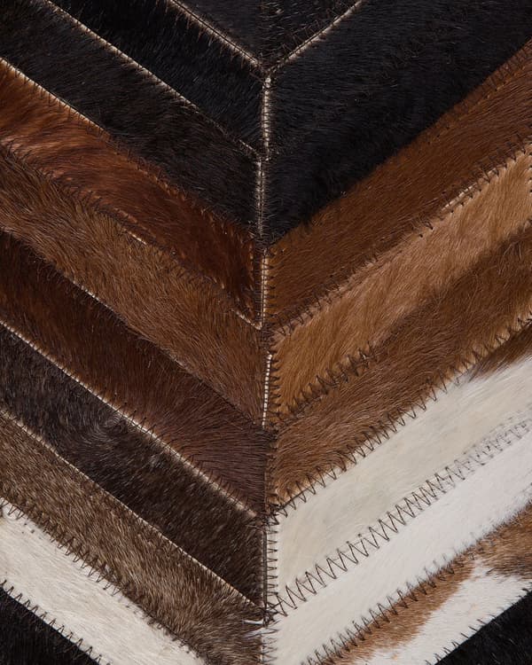 Tæppe brunt læder 160 x 230 cm patchwork ko skind zigzag rektangulært