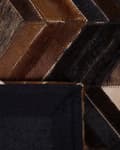 Miniatyrbillede 6 af 6: Tæppe brunt læder 160 x 230 cm patchwork ko skind zigzag rektangulært