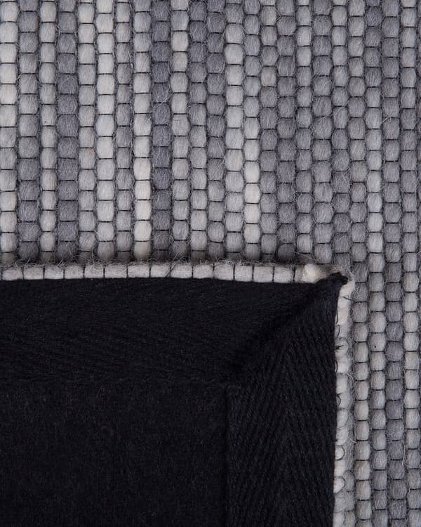 Gulvtæppe Grå Uld Polyester 160 x 230 cm Rektangulær Løs Fladvævet Tuftet Stribet Uldtæppe til Stue under Sofa Spisebord Design Dekoration