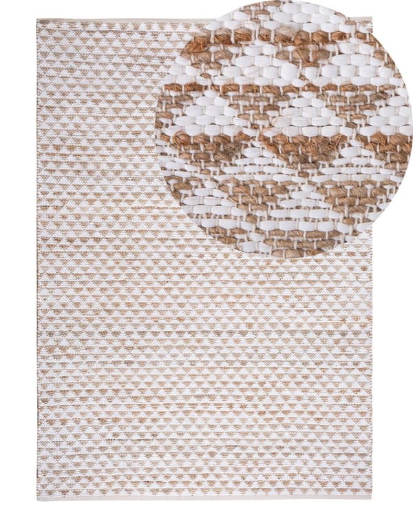Beige tæppe 140 x 200 cm bomuldsjute håndvævet