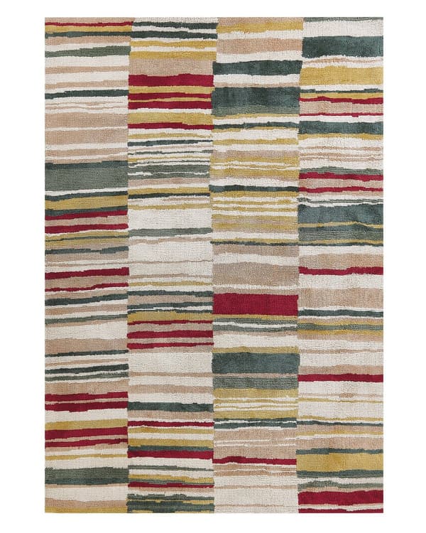 Gulvtæppe Flerfarvet Polyester 140 x 200 cm Stribet Mønstret Shaggy Bæredygtig Tæppe til Under Sofabord Børnegulvtæppe Dekoration Tilbehør