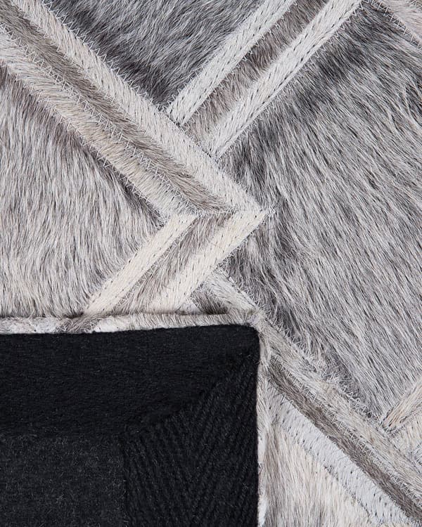 Gulvtæppe Grå Læder med Filt 160 x 230 cm Patchwork Okse Geometrisk Rombe Mønster Rektangulær Moderne Stil Stue og Værelse Indretning