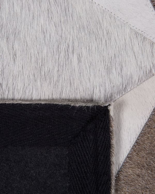 Gulvtæppe Grå Læder og Filt 160 x 230 cm Blødt Patchwork Rombe Koskind Mønster Soveværelse Stue Entré Moderne Spisebord Indretning Tilbehør