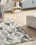 Miniatyrbillede 2 af 6: Gulvtæppe Grå Læder og Filt 160 x 230 cm Blødt Patchwork Rombe Koskind Mønster Soveværelse Stue Entré Moderne Spisebord Indretning Tilbehør