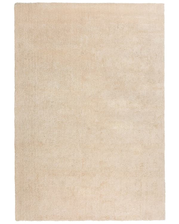 Gulvtæppe Beige Polyester og Bomuld 140 x 200 cm Moderne Korthåret Fluffy Tæppe til Under Sofa og Spisebord Blød Tilbehør Soveværelse stil