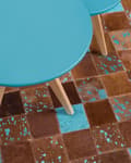 Miniatyrbillede 2 af 6: Gulvtæppe Brun Flerfarvet Læder Filt 80 x 150 cm Blødt Patchwork Ternet Koskind Soveværelse Stue Entré Moderne Spisebord Indretning Tilbehør