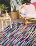 Miniatyrbillede 2 af 6: Kludetæppe Flerfarvet med Bomuld 140 x 200 cm Rektangulært Håndvævet Orientalsk Boho Stil