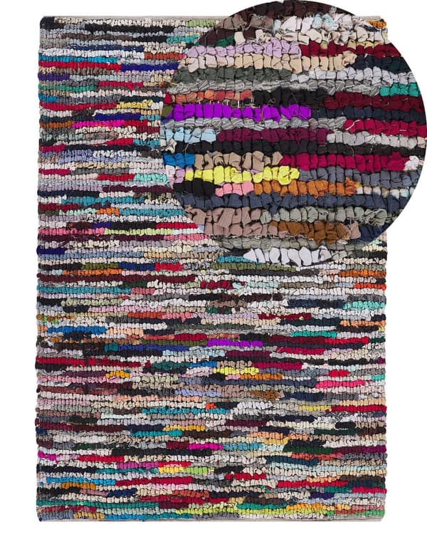 Kludetæppe Flerfarvet med Bomuld 140 x 200 cm Rektangulært Håndvævet Orientalsk Boho Stil