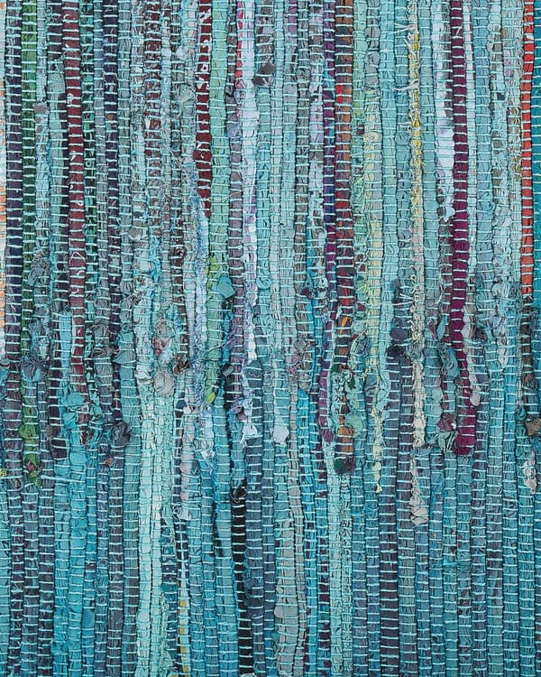 Blå Tæppe 160 x 230 cm Bomuld Håndvævet Kort tæppehår Stue Soveværelse