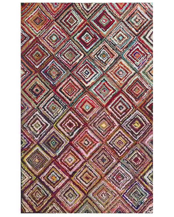 Kludetæppe Flerfarvet bomuld 160 x 230 cm Flettet Bøhmisk håndlavet tæppe