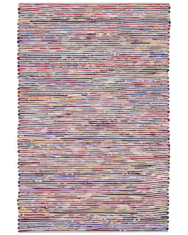Gulvtæppe Flerfarvet Bomuld Polyester 160 x 230 cm Håndvævet Abstrakt Stribet Kludetæppe Mønster boho stil Stuen Soveværelset Indretning Retro