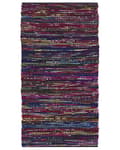 Miniatyrbillede 4 af 6: Gulvtæppe Flerfarvet Bomuld Polyester 80 x 150 cm Håndvævet Abstrakt Stribet Kludetæppe Mønster boho stil Stuen Soveværelset Indretning Retro