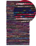 Miniatyrbillede 1 af 6: Gulvtæppe Flerfarvet Bomuld Polyester 80 x 150 cm Håndvævet Abstrakt Stribet Kludetæppe Mønster boho stil Stuen Soveværelset Indretning Retro