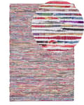 Miniatyrbillede 1 af 7: Gulvtæppe Flerfarvet Bomuld Polyester 140 x 200 cm Håndvævet Abstrakt Stribet Kludetæppe Mønster boho stil Stuen Soveværelset Indretning Retro