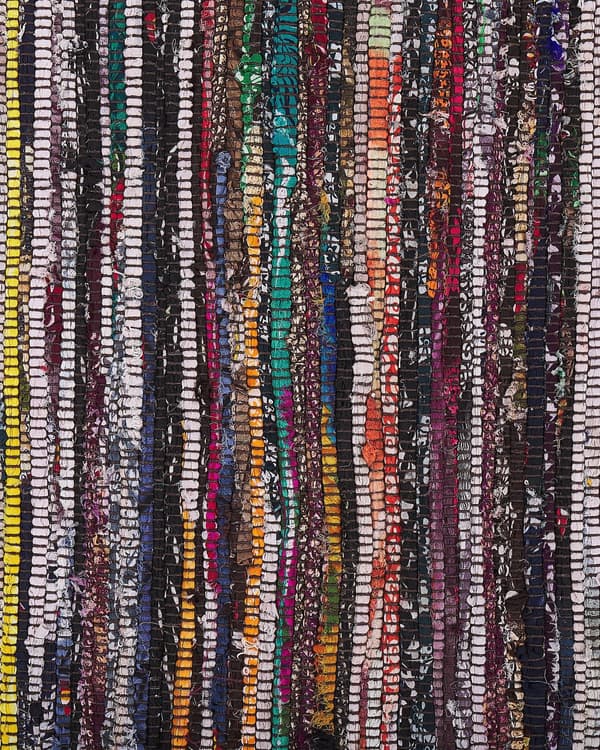 Gulvtæppe Flerfarvet Bomuld og Polyester 140x200 cm Håndvævet Hippie Kludetæppe med Dekorative Frynser Boho stil til Stuen Soveværelse Dekor