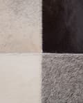 Miniatyrbillede 5 af 6: Brunt og beige læder tæppe 160x230 cm geometrisk mønster patchwork håndvævet til stue soveværelse moderne rustik stil