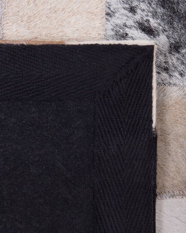 Gulvtæppe Sort Brun Grå Læder Filt 80 x 150 cm Moderne Lædertæppe Patchwork Ternet Mønster Koskind Håndvævet til Stue Soveværelse Moderne