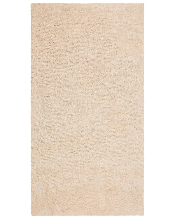 Gulvtæppe Beige Polyester og Bomuld 80 x 150 cm Moderne Korthåret Fluffy Tæppe til Under Sofa og Spisebord Blød Tilbehør Soveværelse stil