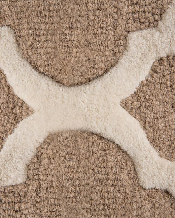 Uldtæppe Beige 160 x 230 cm Marokkansk Kløver Håndtuftet Løber i Orientalsk Stil