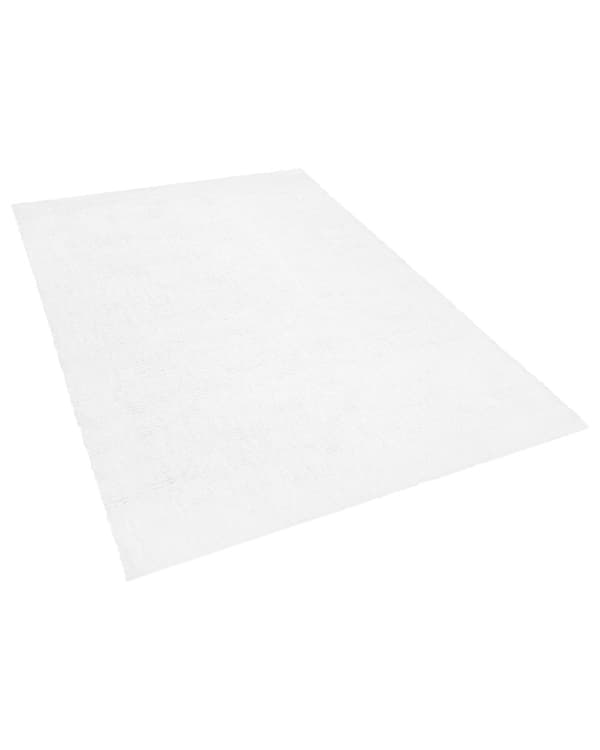 Gulvtæppe Hvid Polyester og Bomuld 200 x 300 cm Moderne Korthåret Løs Tæppe til Under Sofa og Spisebord Tilbehør Soveværelse Skandinavisk stil