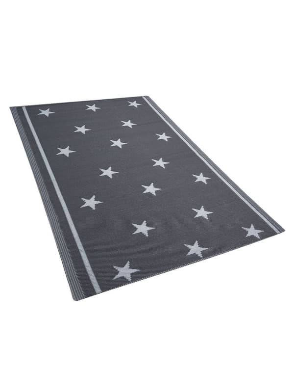 Udendørs Tæppe Mørkegrå 120 x 180 cm Rektangulært Yderside med Stjernemønster til Altanen Terrasse til et Moderne Stil
