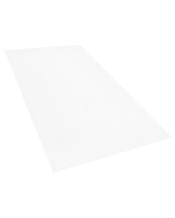 Gulvtæppe Hvid Polyester og Bomuld 80 x 150 cm Moderne Korthåret Løs Tæppe til Under Sofa og Spisebord Tilbehør Soveværelse Skandinavisk stil