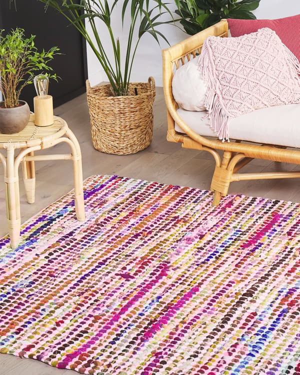 Tæppe Flerfarvet 160 x 230 cm Rektangulært håndvævet Boho Stil