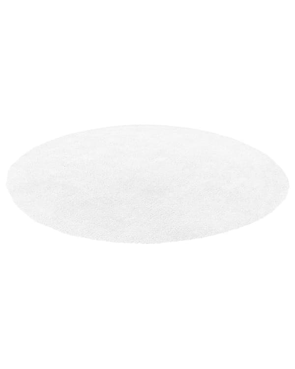Matto valkoinen 140 x 140 cm polyesteri pyöreä puuvilla tuftattu pehmeä