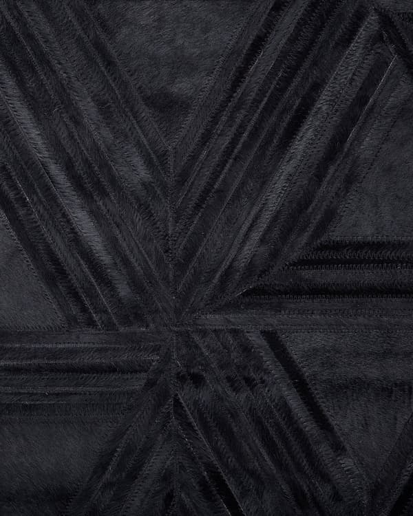 Gulvtæppe Sort Læder og Filt 140 x 200 cm Dekorativ Fladvævet Mønstret Lædertæppe Koskind Håndlavet Moderne til under Sofabord og Spisebord