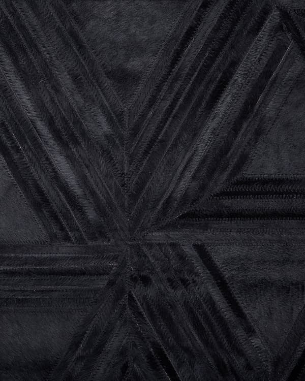 Gulvtæppe Sort Læder og Filt 160 x 230 cm Dekorativ Fladvævet Mønstret Lædertæppe Koskind Håndlavet Moderne til under Sofabord og Spisebord