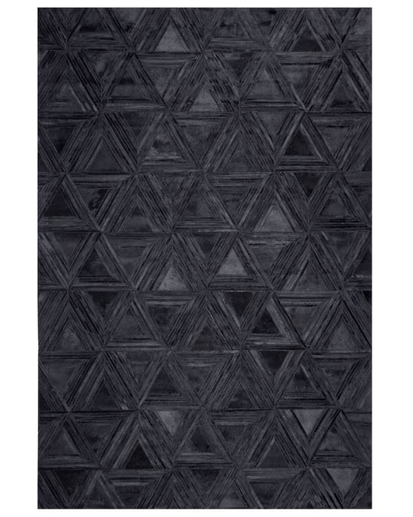 Matta Svart Koskinn Läder 200 x 140 cm Mönster Handgjord Kort lugg Modern
