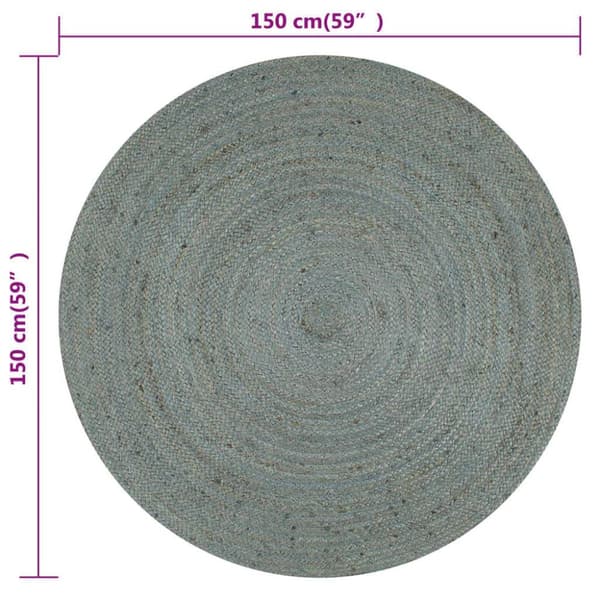 vidaXL Handgjord jutematta rund 150 cm olivgrön