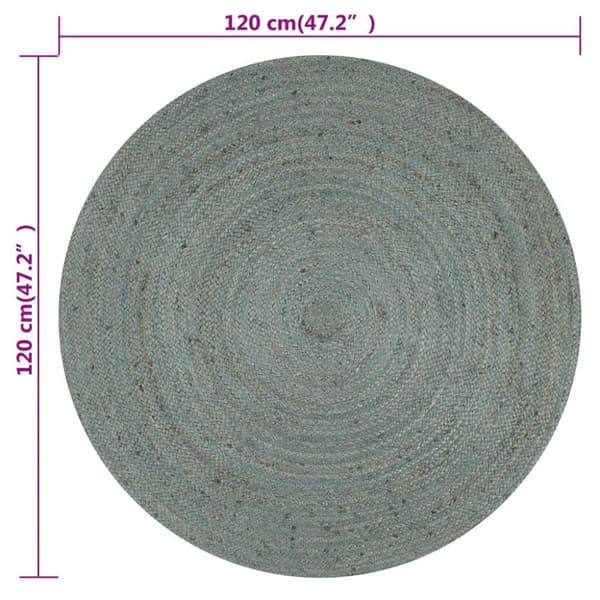 vidaXL håndlavet tæppe jute rund 120 cm olivengrøn