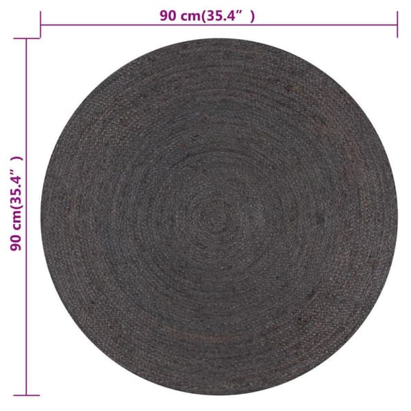vidaXL Käsintehty pyöreä juuttimatto 90 cm tummanharmaa