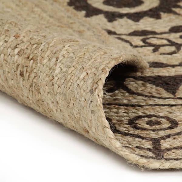 vidaXL håndlavet tæppe med mørkebrunt mønster jute 120 cm