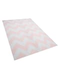 Pikkukuva 4 / 6: Matto vaaleanpunainen valkoinen PVC polyesteri 140 x 200 cm kalanruotokuvio käsintehty sisälle ulos moderni