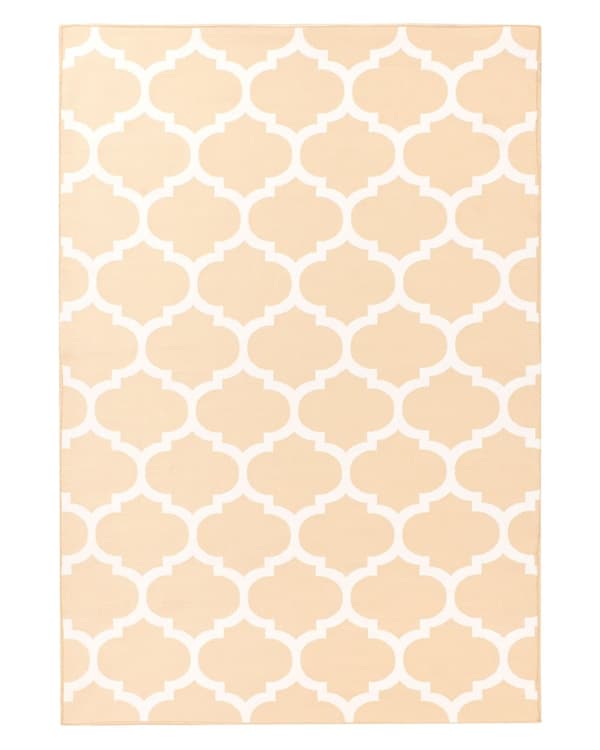 Matto beige PVC polyesteri 140 x 200 cm käsintehty kaksipuolinen trellis-kuvio sisälle ulos moderni
