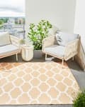 Pikkukuva 2 / 8: Matto beige PVC polyesteri 140 x 200 cm käsintehty kaksipuolinen trellis-kuvio sisälle ulos moderni