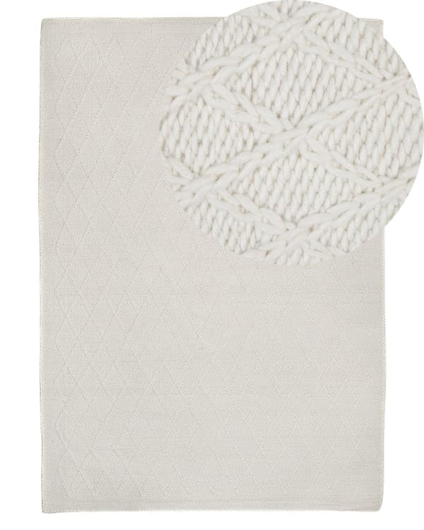 Matta Off-White Ull med Viskos 140 x 200 cm Rektangulär Handvävd Boho