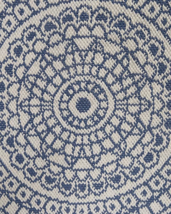Inomhus Utomhus Matta Rund 140 cm av Syntetiskt Material i Blå och Beige Färg