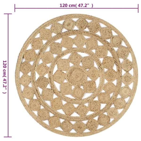 vidaXL Käsintehty matto punottu juutti 120 cm
