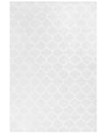 Miniatyrbillede 5 af 7: Gulvtæppe Grå og Hvid Polyester 160 x 230 cm Rektangulær Håndvævet Marokkansk Espalier Firkløver Indendørs Udendørs Oriental Indretning