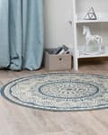 Pikkukuva 4 / 7: Matto beige sininen juutti ⌀ 120 cm pyöreä itämainen kuvio käsintehty boho tyyli