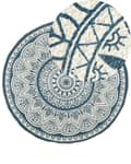 Pikkukuva 1 / 7: Matto beige sininen juutti ⌀ 120 cm pyöreä itämainen kuvio käsintehty boho tyyli