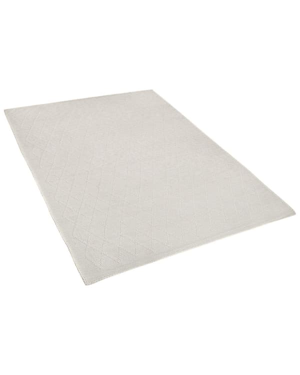 Matto luonnonvalkoinen villa viskoosi 80 x 150 cm käsintehty kudottu geometrinen kuvio skandinaavinen tyyli